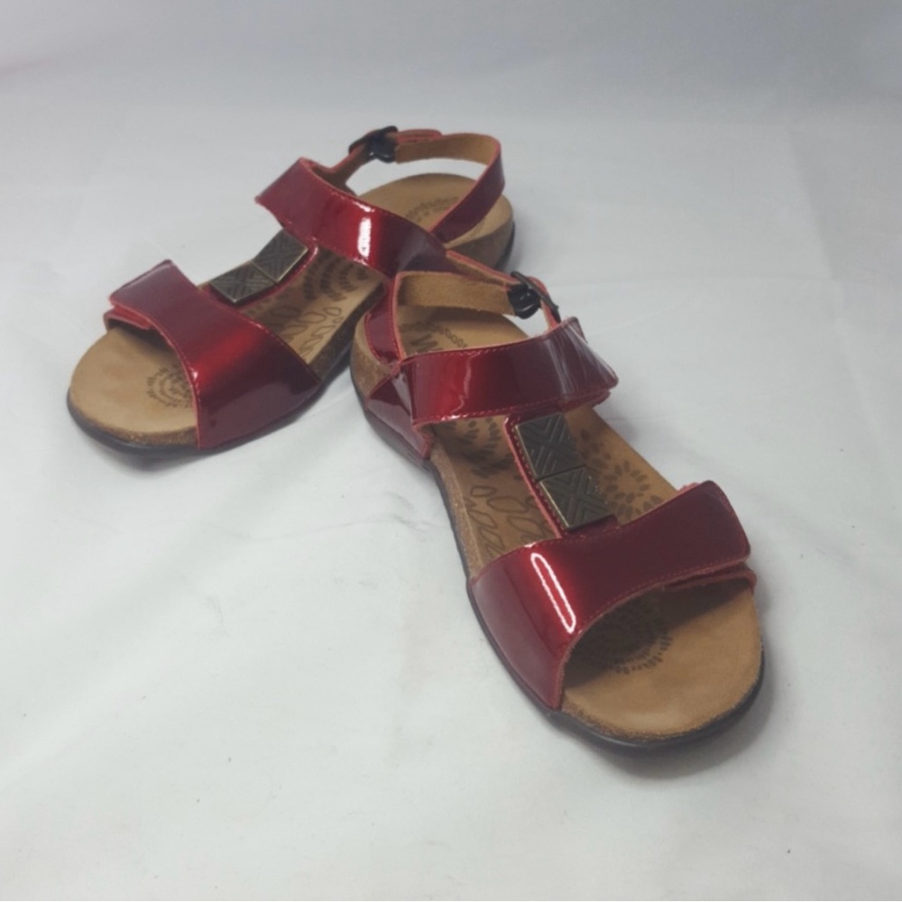Women's Glossy Red Strappy Comfort Sandals